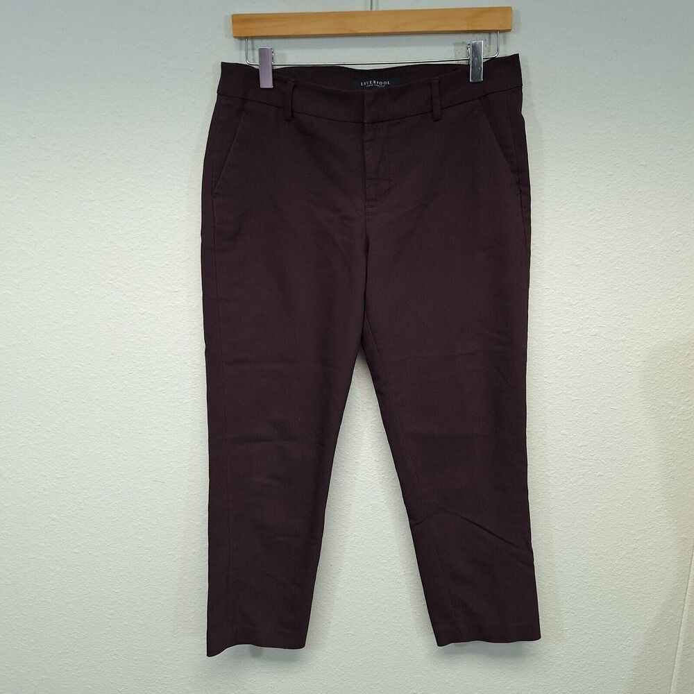 Liverpool Jean Company Casual Crop Pants XM5059EA Stretch Burgundy Women Size 8
